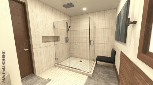 Modern Walk-In Shower Design with Glass Enclosure