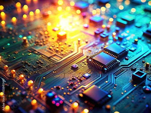 **Circuitry Symphony: Tilt-Shift Photography of Technological Innovation** photo