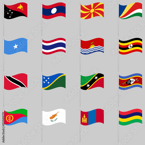 Large set of flags of different countries photo