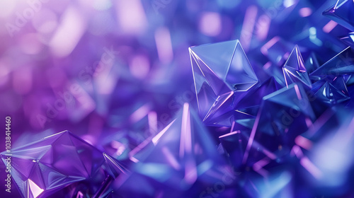 3d rendering of purple and blue abstract geometric background. Scene for advertising, 