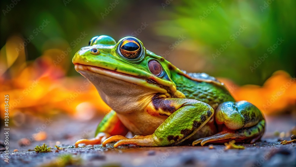Curious Frog Posing - Wide Eyed Amphibian on Ground Curious Frog Posing - Wide Eyed Amphibian on Ground