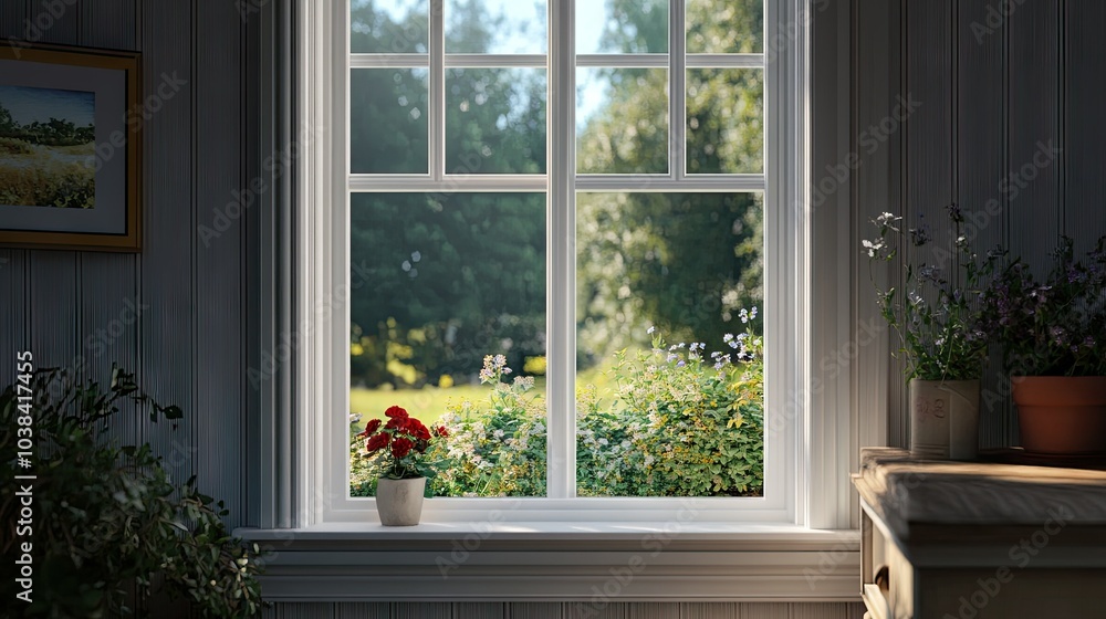 Fototapeta premium Bright and Inviting View through an Elegant Window