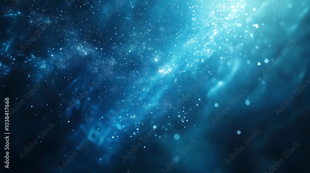 A soft blue light glowing from the void, surrounded by tiny particles and shimmering beams. A soft blue light glowing from the void, surrounded by tiny particles and shimmering beams.