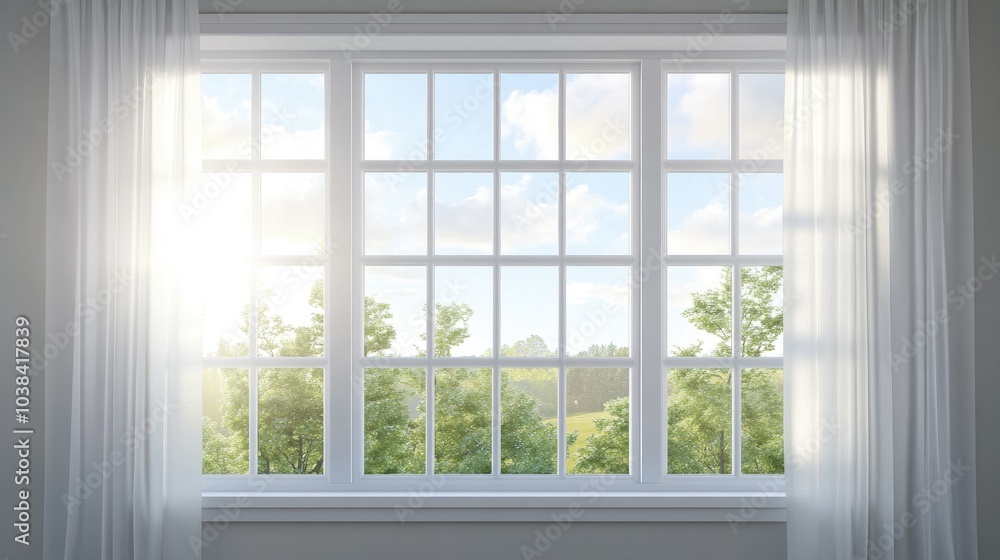 Fototapeta premium Elegant White Window with Natural Light