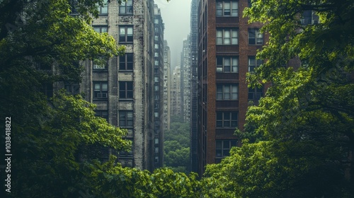 Wallpaper Mural Urban Scene Surrounded by Lush Greenery Torontodigital.ca