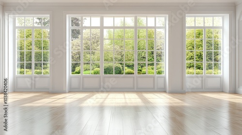 Minimalist Empty Room with Large Windows and Natural Light