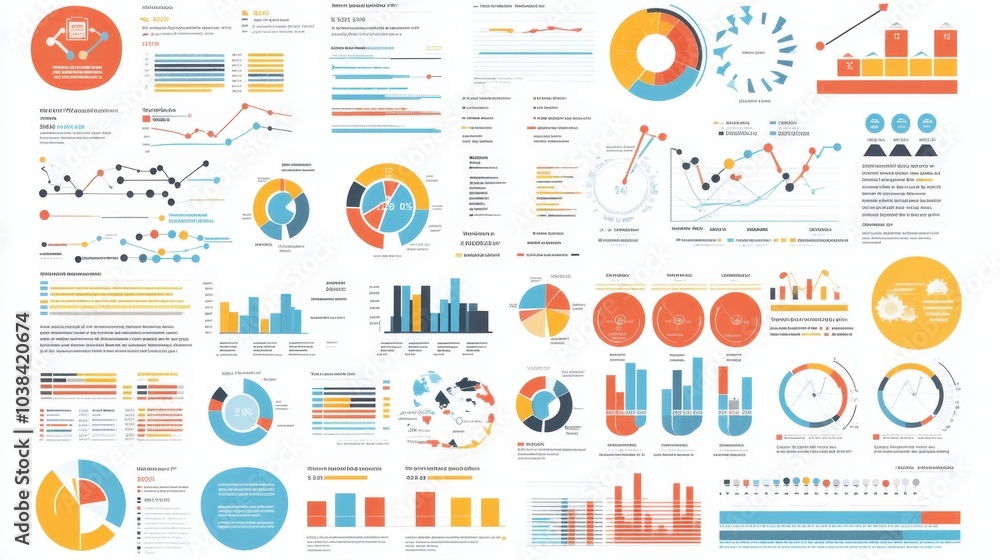 Obraz premium Colorful Data Visualization Infographic Collection