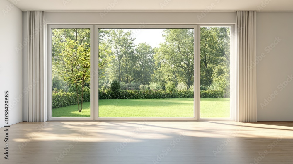 Minimalist Empty Room with Large Windows Minimalist Empty Room with Large Windows