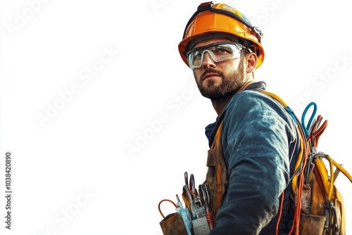 Electrician on a white background