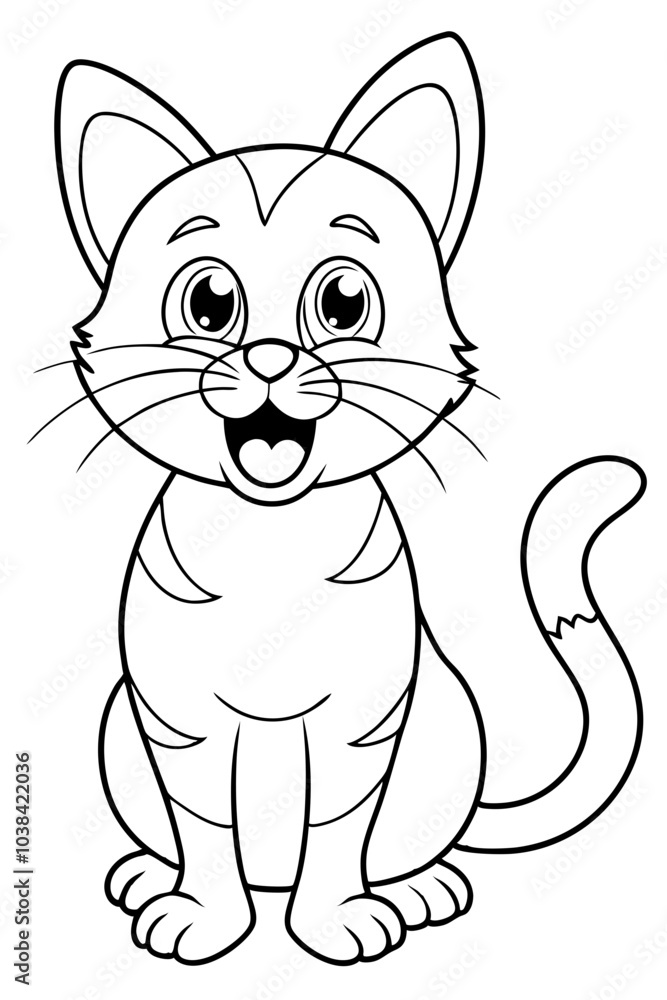 a coloring page of an cute cat batt showing funny look a coloring page of an cute cat batt showing funny look