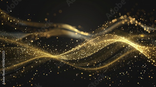 Abstract Golden Glitter Wave