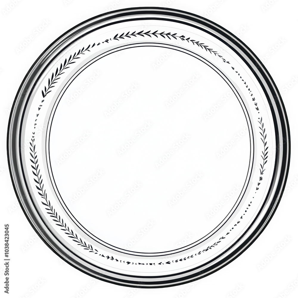 Elegant Silver Circular Frame with Leaf Design Elegant Silver Circular Frame with Leaf Design