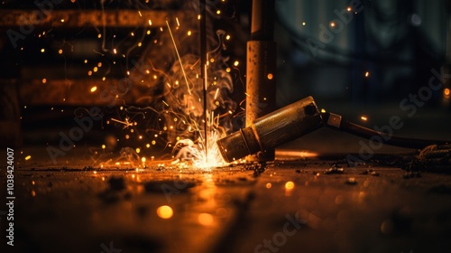 Industrial welder with Torch close up a photograph