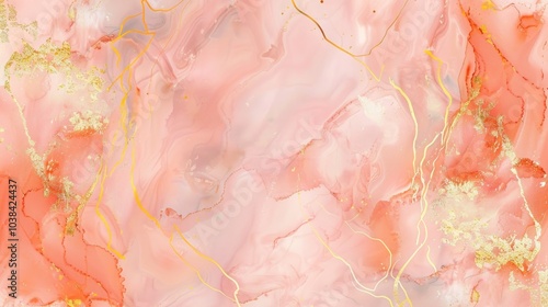 Abstract Pink and Gold Marble Texture