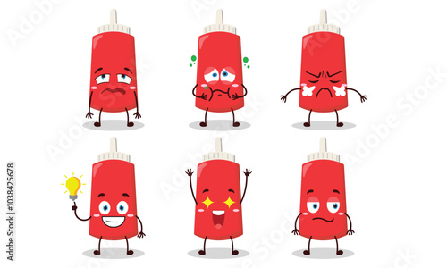 funny tomato sauce cartoon with different expressions design illustration