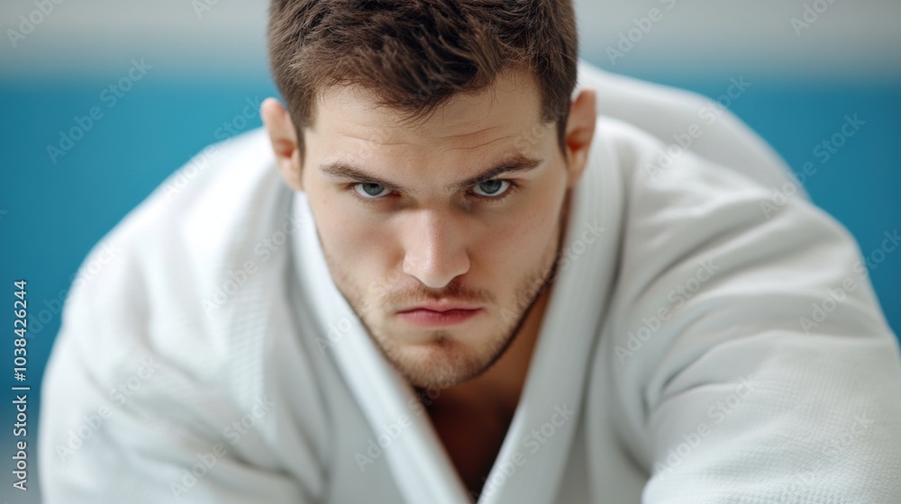 Fototapeta premium Judoka Perfecting Throws in Martial Arts Practice