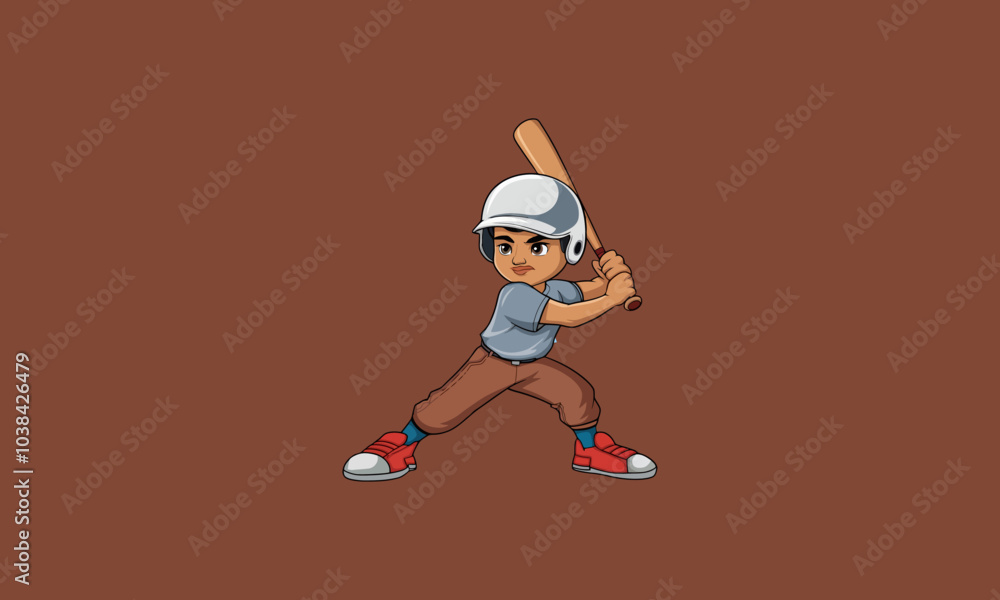 Young baseball player ready to swing with focus. Young baseball player ready to swing with focus.