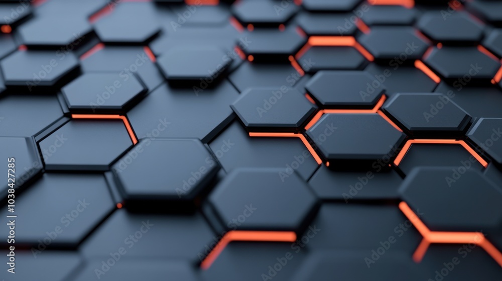 Abstract 3D Hexagonal Background with Glowing Edges Abstract 3D Hexagonal Background with Glowing Edges