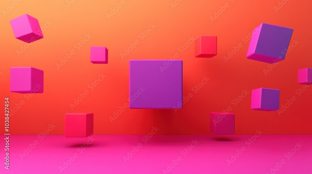 Colorful Floating 3D Cubes on Vibrant Background Colorful Floating 3D Cubes on Vibrant Background