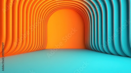 Vibrant Minimalist 3D Background with Curved Lines photo