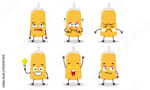 funny mayonnaise cartoon with different expressions design illustration