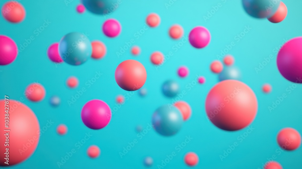 Colorful 3D Abstract Background with Floating Spheres Colorful 3D Abstract Background with Floating Spheres