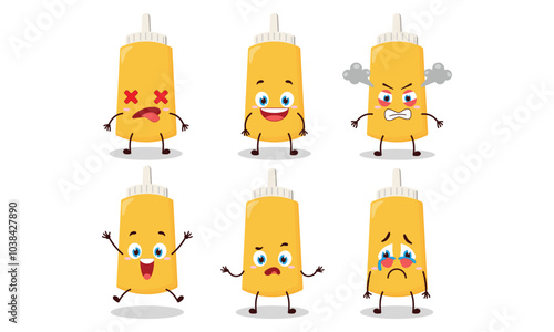 cute mayonnaise cartoon with many expressions design illustration