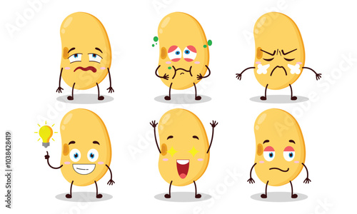 funny soy bean cartoon with different expressions design illustration