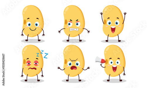funny soy bean cartoon with many expressions design illustration