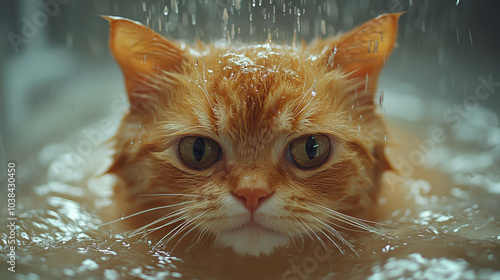 Funny Grumpy Wet Cat After Shower - Cute Adorable Kitten