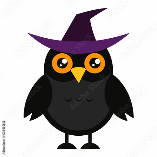 A full body owl wear Halloween hat vector art illustration photo