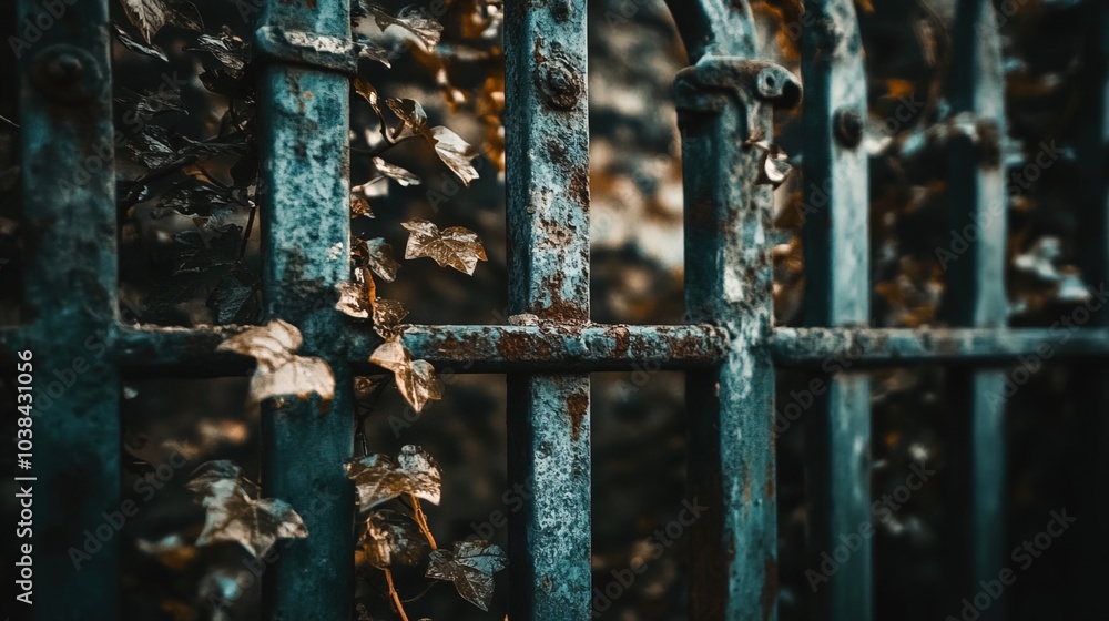 Closed factory gates with rusting metal and faded paint, symbolizing the decline of industry and the passage of time, reflecting a poignant reminder of economic shifts and the human impact of change Closed factory gates with rusting metal and faded paint, symbolizing the decline of industry and the passage of time, reflecting a poignant reminder of economic shifts and the human impact of change