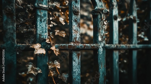 Closed factory gates with rusting metal and faded paint, symbolizing the decline of industry and the passage of time, reflecting a poignant reminder of economic shifts and the human impact of change