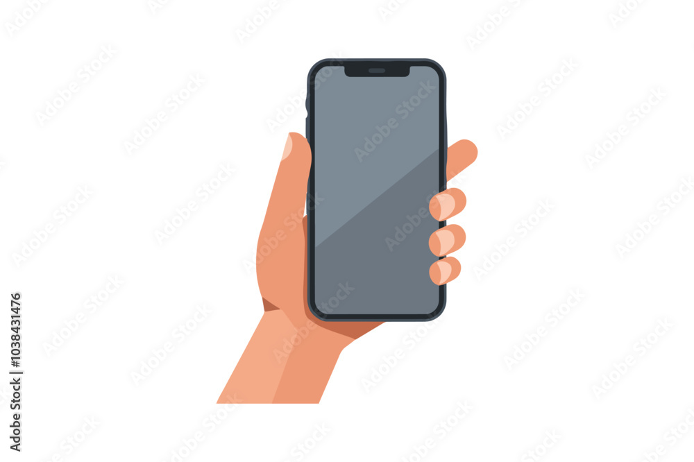 Hand Gripping Smartphone - Flat Vector Design on White Background. Hand Gripping Smartphone - Flat Vector Design on White Background.