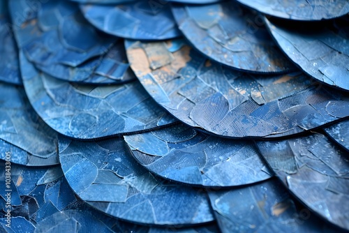 A close up of a blue bird's wing photo