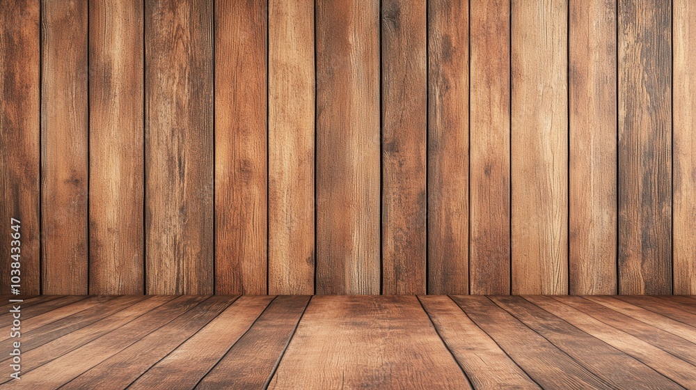 Naklejka premium Rustic 3D Background with Wooden Planks