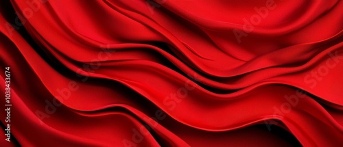 Rich red fabric texture with flowing waves and smooth appearance.