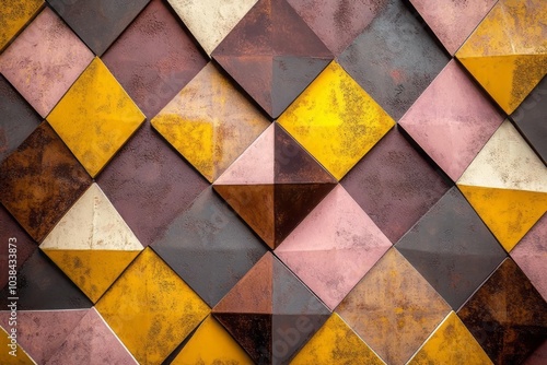 Geometric patterns using trending ash pink and yellow brown colors, showcasing modern design aesthetics photo