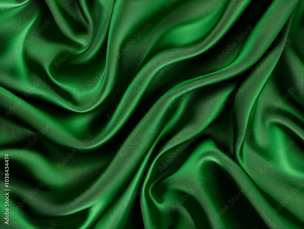 Elegant green silk fabric texture, smooth and flowing, isolated background. Elegant green silk fabric texture, smooth and flowing, isolated background.