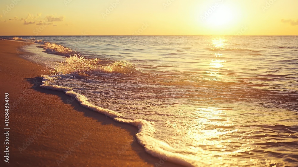 Obraz premium Serene Beach Sunrise with Crystal Clear Water