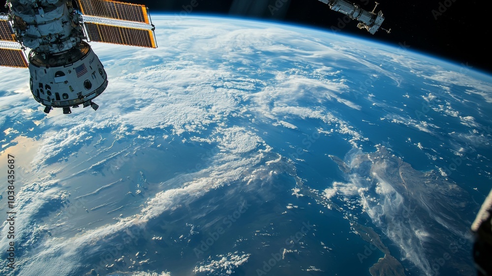 International Space Station : orbiting Earth with the planet blue ...