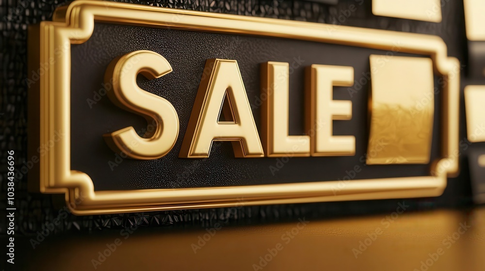 Obraz premium Close-up of a stylish 'SALE' sign highlighting promotional offers in an elegant format, perfect for retail marketing and advertising.