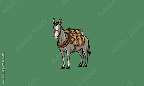 Cartoon donkey with travel saddlebags