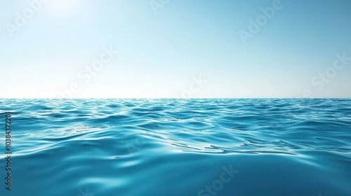 Tranquil Ocean Horizon Under Clear Blue Sky