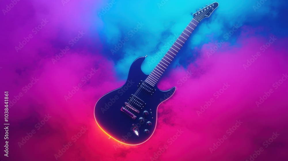 Naklejka premium Electric Guitar in a Colorful Dreamy Background