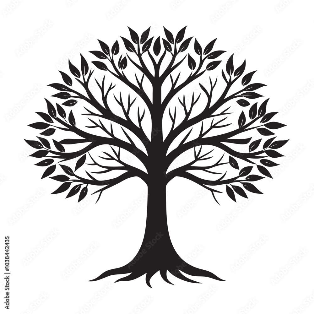 Obraz premium Elegant Tree and Branches Silhouette Vector Illustration