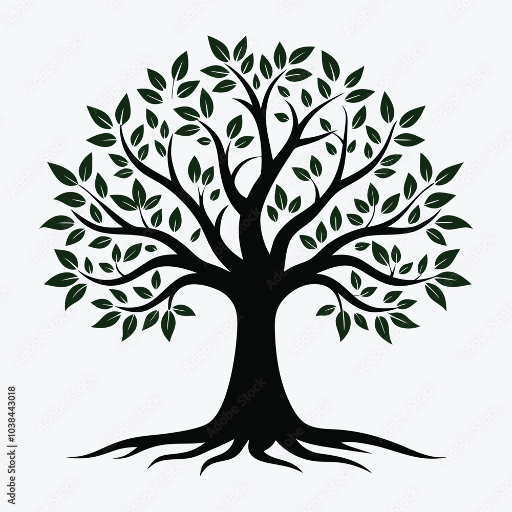 Obraz premium Elegant Tree and Branches Silhouette Vector Illustration