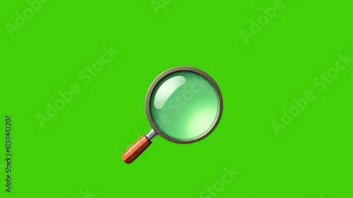4k magnifying glass icon isolated on green screen
