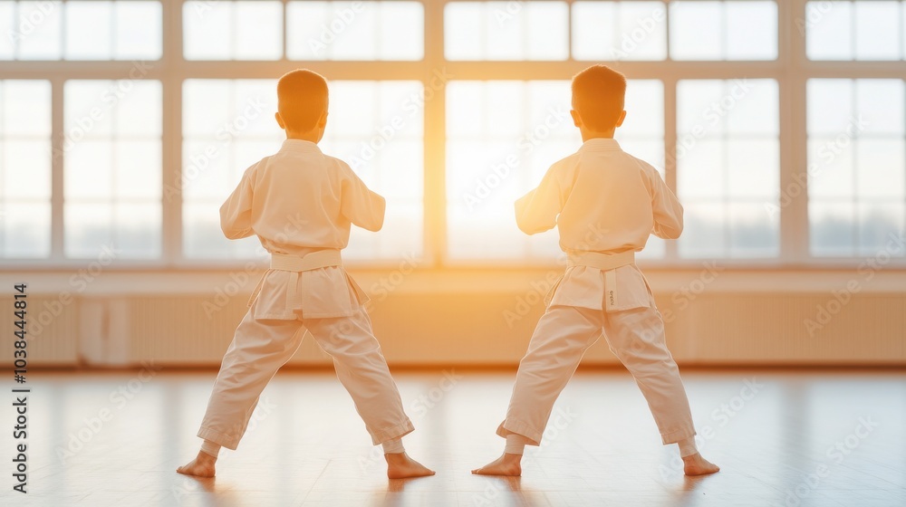 Young Practitioners in Karate Training Session Young Practitioners in Karate Training Session