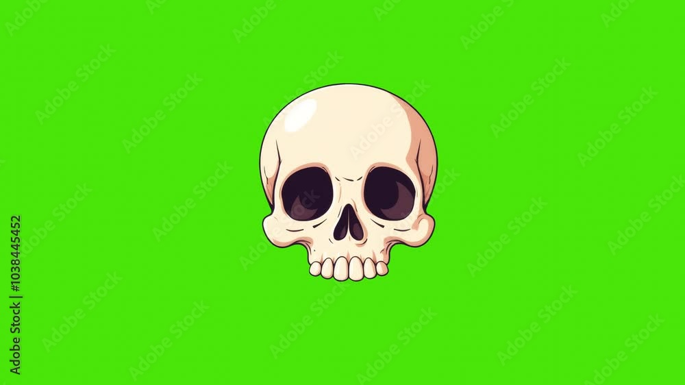 4k icon of white skull isolated on green background 4k icon of white skull isolated on green background